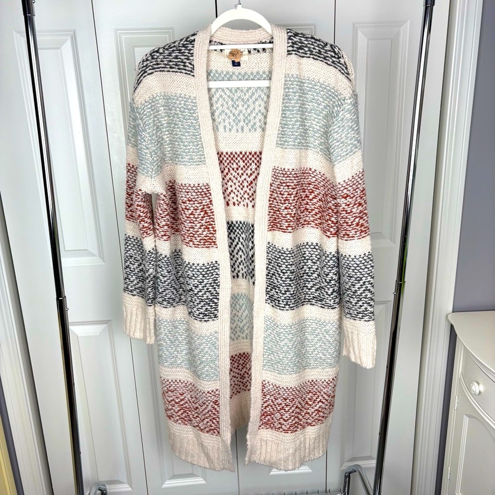Universal Thread Striped Open-Front Cardigan Sweater
